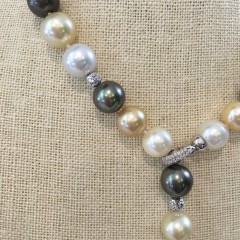 好南海珍珠自然多彩漆套索项链
