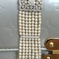精致的3毫米7-Strand种子珍珠和钻石手镯,镶有85颗小钻石,18 k白金扣。